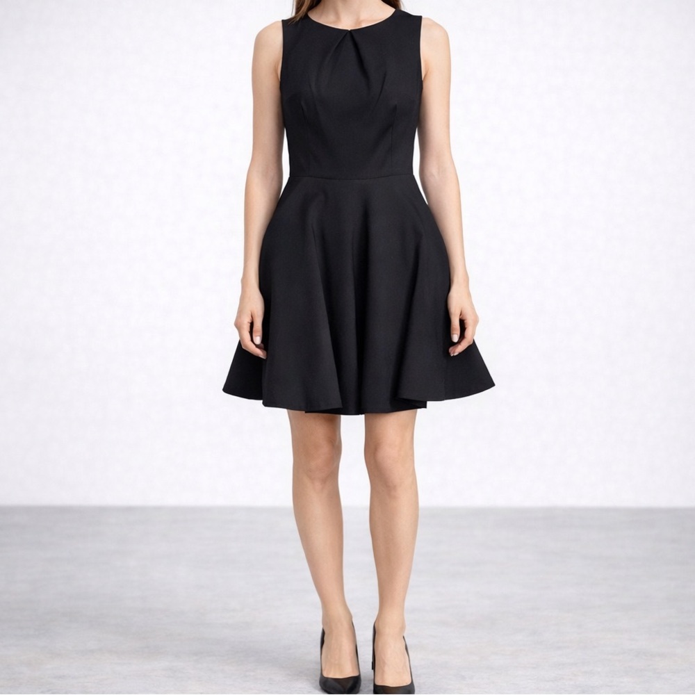 Zara Dress Womens S Mini Black Flare Fit Pleat Sleeveless Lined Party Cocktail